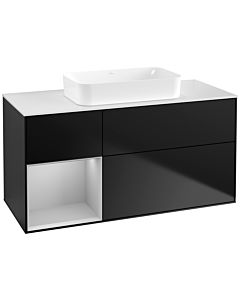 Villeroy und Boch Finion Waschtischunterschrank F701GJPD 120x60,3x50,1cm, Regal links Light grey matt, Black matt lacquer