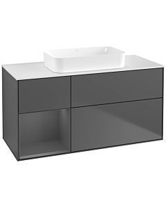 Villeroy und Boch Finion Waschtischunterschrank F701GKGK 120x60,3x50,1cm, Regal links Anthracite matt, Anthracite matt