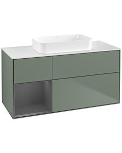 Villeroy und Boch Finion Waschtischunterschrank F701GKGM 120x60,3x50,1cm, Regal links Anthracite matt, Olive Matt Lacquer