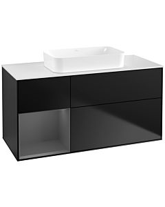 Villeroy und Boch Finion Waschtischunterschrank F701GKPD 120x60,3x50,1cm, Regal links Anthracite matt, Black matt lacquer
