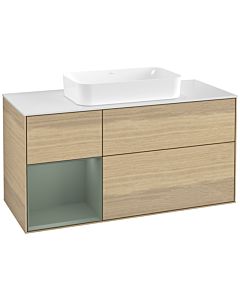 Villeroy und Boch Finion Villeroy und Boch F701GMPC 120x60.3x50.1cm, étagère à gauche Olive Matt Lacquer , Oak Veneer