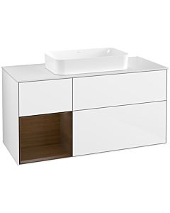 Villeroy und Boch Finion Villeroy und Boch F701GNGF 120x60.3x50.1cm, étagère gauche placage noyer, laqué blanc brillant
