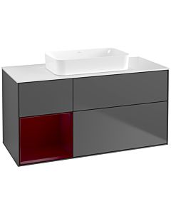 Villeroy und Boch Finion Villeroy und Boch F701HBGK 120x60.3x50.1cm, étagère à gauche Peony , anthracite mat