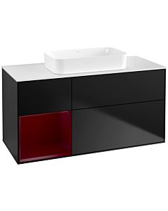 Villeroy und Boch Finion Villeroy und Boch F701HBPD 120x60.3x50.1cm, étagère à gauche Peony , laqué noir mat
