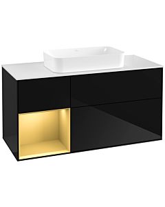 Villeroy und Boch Finion Villeroy und Boch F701HFPH 120x60.3x50.1cm, étagère gauche or mat, Glossy Black Lacquer