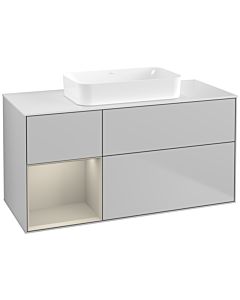 Villeroy und Boch Finion Waschtischunterschrank F701HHGJ 120x60,3x50,1cm, Regal links Sand Matt Lacquer, Light grey matt