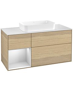 Villeroy und Boch Finion Waschtischunterschrank F701MTPC 120x60,3x50,1cm, Regal links White matt lacquer, Oak Veneer