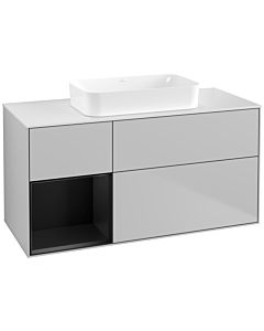 Villeroy und Boch Finion Waschtischunterschrank F701PDGJ 120x60,3x50,1cm, Regal links Black matt lacquer, Light grey matt