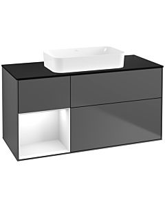 Villeroy und Boch Finion Villeroy und Boch F702GFGK 120x60.3x50.1cm, étagère à gauche laqué blanc brillant, anthracite mat