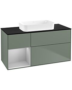 Villeroy und Boch Finion Waschtischunterschrank F702GJGM 120x60,3x50,1cm, Regal links Light grey matt, Olive Matt Lacquer