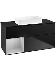 Villeroy und Boch Finion Villeroy und Boch F702GJPD 120x60.3x50.1cm, étagère à gauche gris clair mat, laqué noir mat