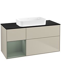 Villeroy und Boch Finion Villeroy und Boch F702GMHH 120x60.3x50.1cm, étagère à gauche Olive Matt Lacquer , Sand Matt Lacquer