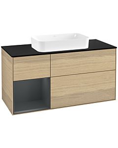 Villeroy und Boch Finion Waschtischunterschrank F702HGPC 120x60,3x50,1cm, Regal links Midnight Blue Matt Lacquer, Oak Veneer