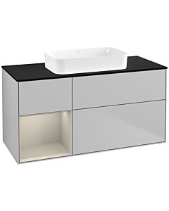 Villeroy und Boch Finion Waschtischunterschrank F702HHGJ 120x60,3x50,1cm, Regal links Sand Matt Lacquer, Light grey matt