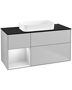 Villeroy und Boch Finion Villeroy und Boch F702MTGJ 120x60.3x50.1cm, étagère à gauche laqué blanc mat, gris clair mat