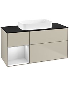 Villeroy und Boch Finion Villeroy und Boch F702MTHH 120x60.3x50.1cm, étagère gauche laqué blanc mat, Sand Matt Lacquer