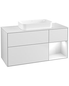 Villeroy und Boch Finion Waschtischunterschrank F711GFMT 120x60,3x50,1cm, Regal rechts Glossy white lacquer, White matt lacquer