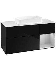 Villeroy und Boch Finion Villeroy und Boch F711GJPH 120x60.3x50.1cm, étagère à droite gris clair mat, Glossy Black Lacquer