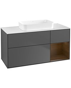 Villeroy und Boch Finion Villeroy und Boch F711GNGK 120x60,3x50,1cm, étagère droite placage noyer, anthracite mat