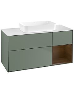 Villeroy und Boch Finion Villeroy und Boch F711GNGM 120x60,3x50,1cm, étagère droite placage noyer, Olive Matt Lacquer