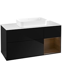 Villeroy und Boch Finion Villeroy und Boch F711GNPH 120x60.3x50.1cm, étagère droite placage Glossy Black Lacquer , Glossy Black Lacquer