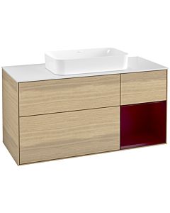 Villeroy und Boch Finion Waschtischunterschrank F711HBPC 120x60,3x50,1cm, Regal rechts Peony, Oak Veneer