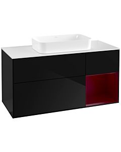 Villeroy und Boch Finion Villeroy und Boch F711HBPH 120x60.3x50.1cm, étagère à droite Peony , Glossy Black Lacquer