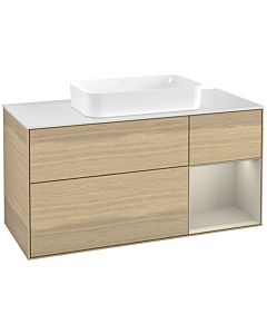 Villeroy und Boch Finion Waschtischunterschrank F711HHPC 120x60,3x50,1cm, Regal rechts Sand Matt, Oak Veneer