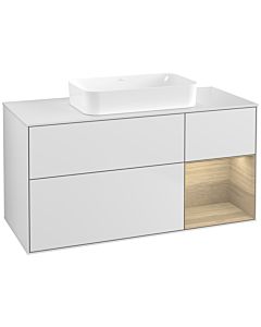 Villeroy und Boch Finion Waschtischunterschrank F711PCMT 120x60,3x50,1cm, Regal rechts Oak Veneer, White matt lacquer