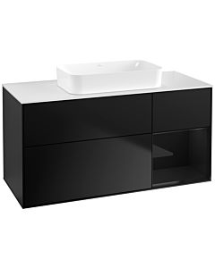 Villeroy und Boch Finion Villeroy und Boch F711PHPD 120x60.3x50.1cm, étagère à droite Glossy Black Lacquer , laqué noir mat