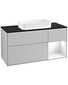 Villeroy und Boch Finion Villeroy und Boch F712GFGJ 120x60.3x50.1cm, étagère à droite laqué blanc brillant, gris clair mat