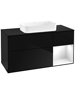 Villeroy und Boch Finion Waschtischunterschrank F712GFPH 120x60,3x50,1cm, Regal rechts Glossy white lacquer, Glossy Black Lacquer