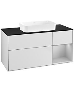 Villeroy und Boch Finion Waschtischunterschrank F712GJMT 120x60,3x50,1cm, Regal rechts Light grey matt, White matt lacquer