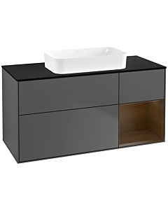 Villeroy und Boch Finion Villeroy und Boch F712GNGK 120x60,3x50,1cm, étagère droite placage noyer, anthracite mat