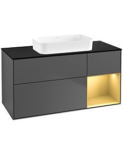 Villeroy und Boch Finion Waschtischunterschrank F712HFGK 120x60,3x50,1cm, Regal rechts Gold matt, Anthracite matt