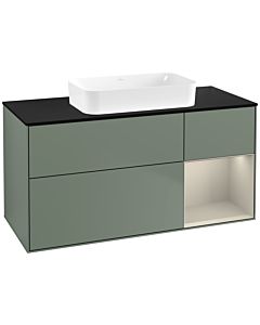 Villeroy und Boch Finion Waschtischunterschrank F712HHGM 120x60,3x50,1cm, Regal rechts Sand Matt, Olive Matt Lacquer