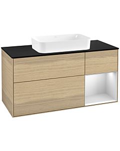Villeroy und Boch Finion Villeroy und Boch F712MTPC 120x60.3x50.1cm, étagère à droite laqué blanc mat, Oak Veneer