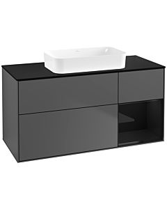 Villeroy und Boch Finion Villeroy und Boch F712PHGK 120x60.3x50.1cm, étagère à droite Glossy Black Lacquer , anthracite mat