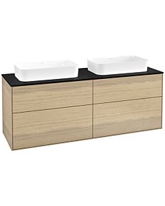 Villeroy und Boch Finion Waschtischunterschrank F72200PC 160x60,3x50,1cm, Glass Black Matt, Oak Veneer