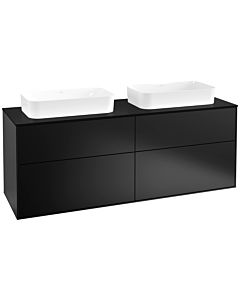 Villeroy und Boch Finion Waschtischunterschrank F72200PD 160x60,3x50,1cm, Glass Black Matt, Black matt lacquer