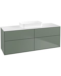 Villeroy und Boch Finion Waschtischunterschrank F73100GM 160x60,3x50,1cm, Glass White Matt, Olive Matt Lacquer