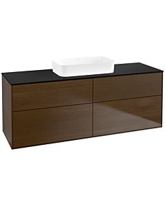 Villeroy und Boch Finion Waschtischunterschrank F73200GN 160x60,3x50,1cm, Glass Black Matt, Walnut veneer