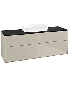 Villeroy und Boch Finion Waschtischunterschrank F73200HH 160x60,3x50,1cm, Glass Black Matt, Sand Matt Lacquer