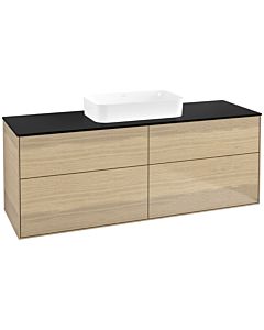 Villeroy und Boch Finion Waschtischunterschrank F73200PC 160x60,3x50,1cm, Glass Black Matt, Oak Veneer