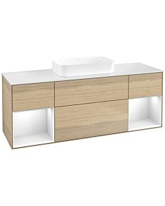 Villeroy und Boch Finion Waschtischunterschrank F741GFPC 160x60,3x50,1cm, Regale Glossy white lacquer, Oak Veneer