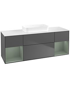 Villeroy und Boch Finion Villeroy und Boch F741GMGK 160x60.3x50.1cm, étagères laqué olive mat, anthracite mat