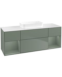 Villeroy und Boch Finion Waschtischunterschrank F741GMGM 160x60,3x50,1cm, Regale Olive matt lacquer, Olive Matt Lacquer