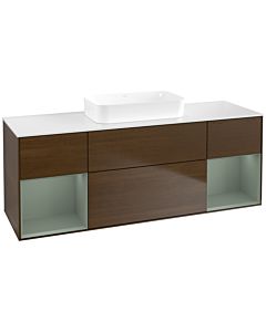 Villeroy und Boch Finion Waschtischunterschrank F741GMGN 160x60,3x50,1cm, Regale Olive matt lacquer, Walnut veneer