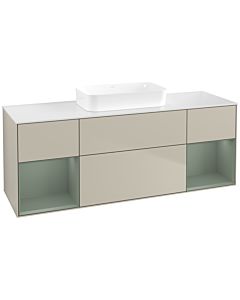 Villeroy und Boch Finion Villeroy und Boch F741GMHH 160x60.3x50.1cm, étagères laqué mat olive, Sand Matt Lacquer