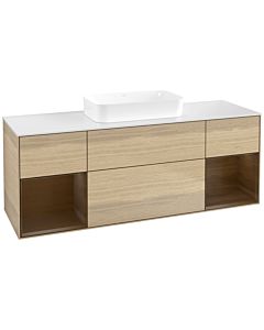 Villeroy und Boch Finion Waschtischunterschrank F741GNPC 160x60,3x50,1cm, Regale Walnut veneer, Oak Veneer